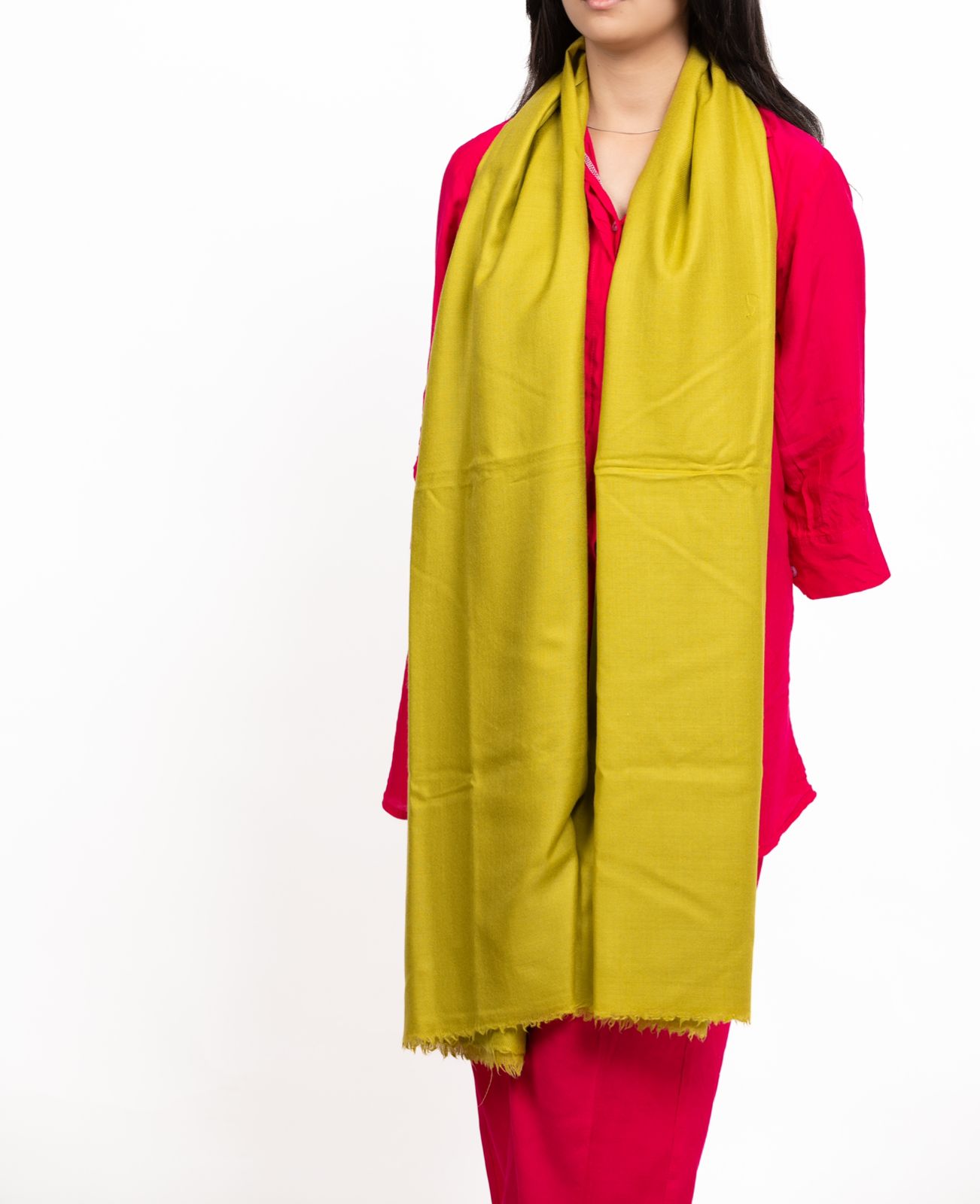 Yellow Colour Plain Pashmina Shawl